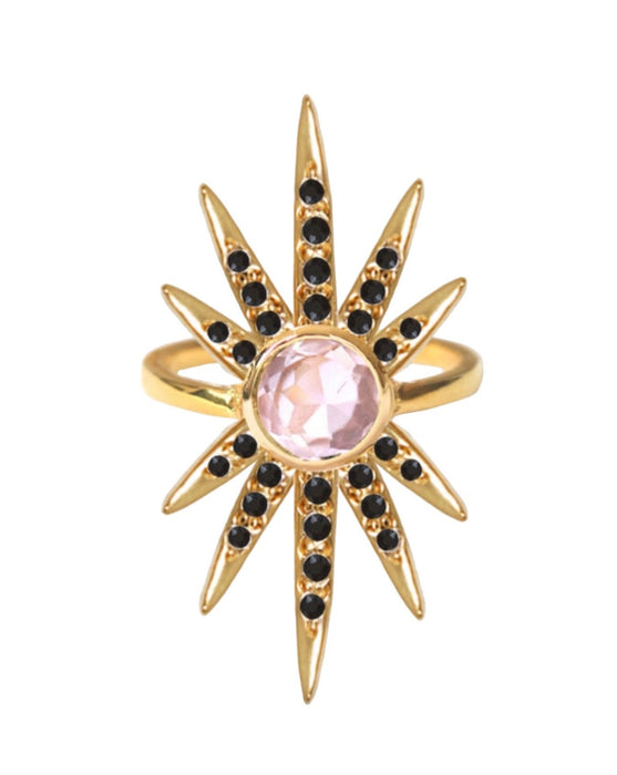 SUNBURST RING | Rose Quartz & Black Onyx
