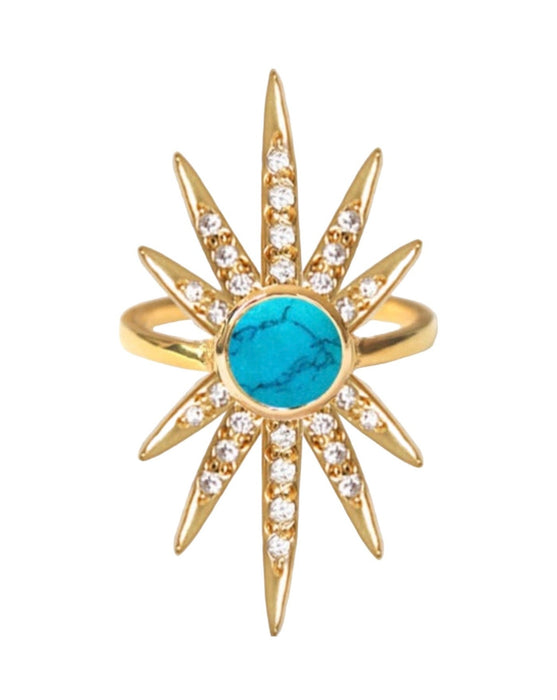 SUNBURST RING | Turquoise & White Topaz