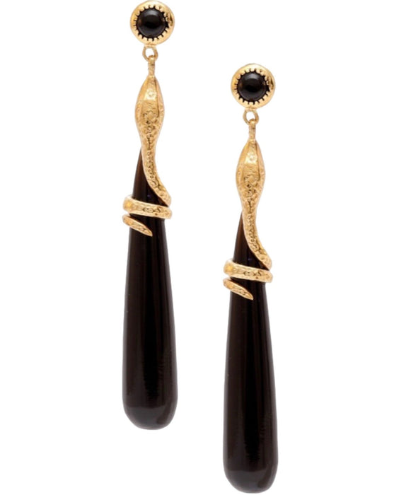 SNAKE DROP EARRINGS | Black Onyx