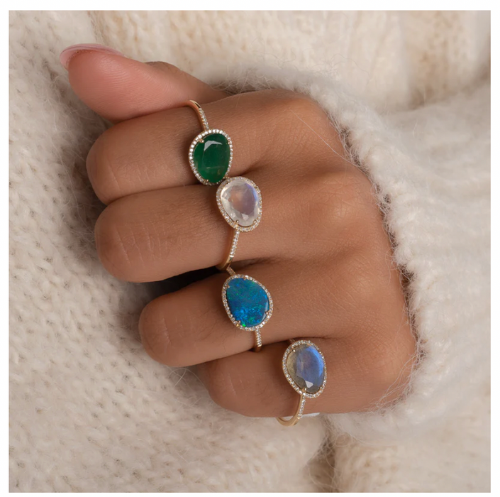 Natural moonstone ring