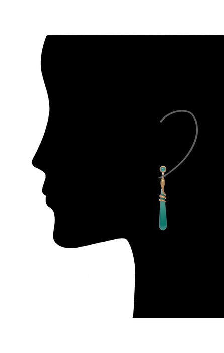 SNAKE DROP EARRINGS | Green Onyx