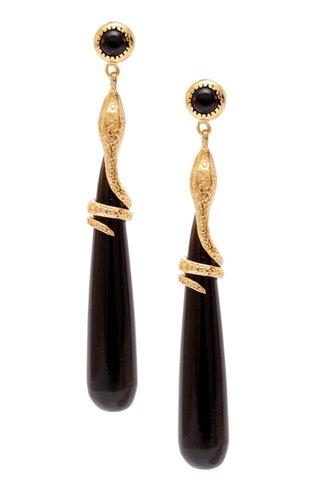 SNAKE DROP EARRINGS | Black Onyx