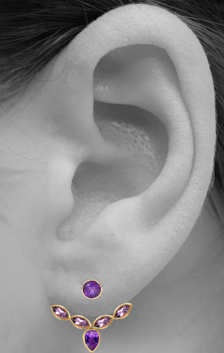 AUDREY EAR JACKET | 18K Gold Plated with Amethyst - Eddera