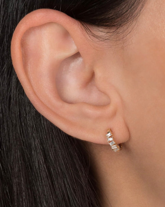 DIAMOND BAGUETTE MESSY HOOPS | 14k gold