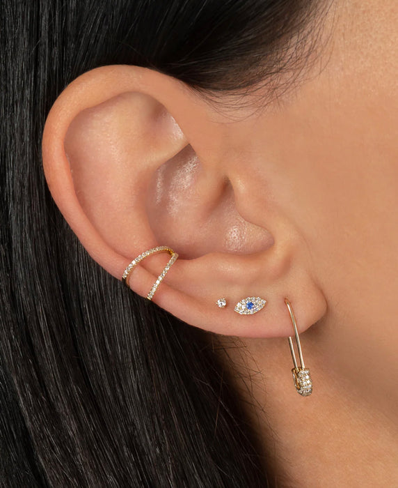SAFETY PIN SOLO EARRING | 14k gold & diamonds