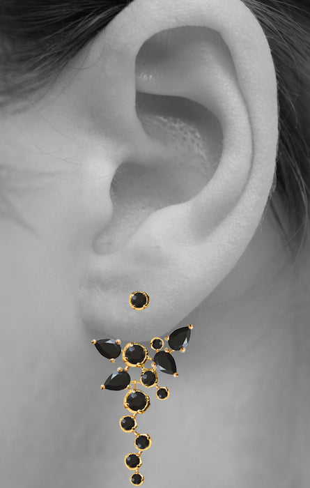 CASCADE EAR JACKETS | 18K Gold Plated with Black Onyx - Eddera