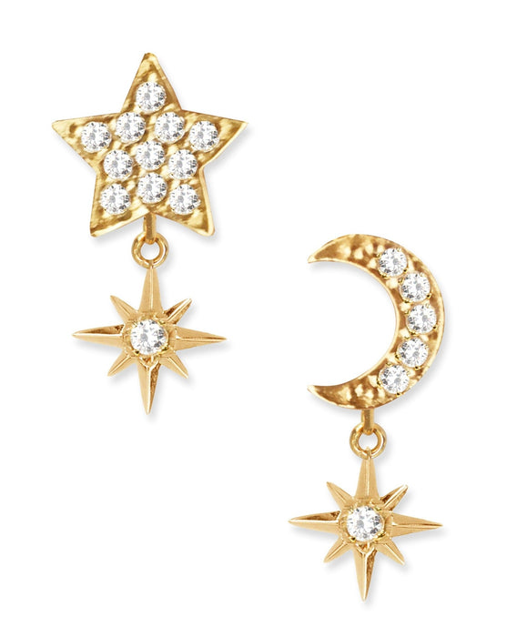 CELESTIAL STUDS | 18K Gold Plated with White Topaz - Eddera