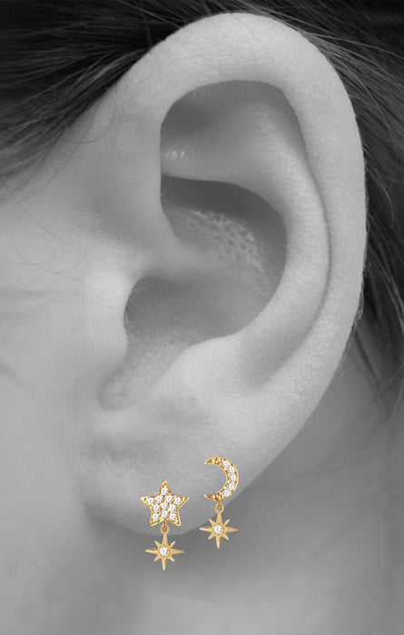 CELESTIAL STUDS | 18K Gold Plated with White Topaz - Eddera