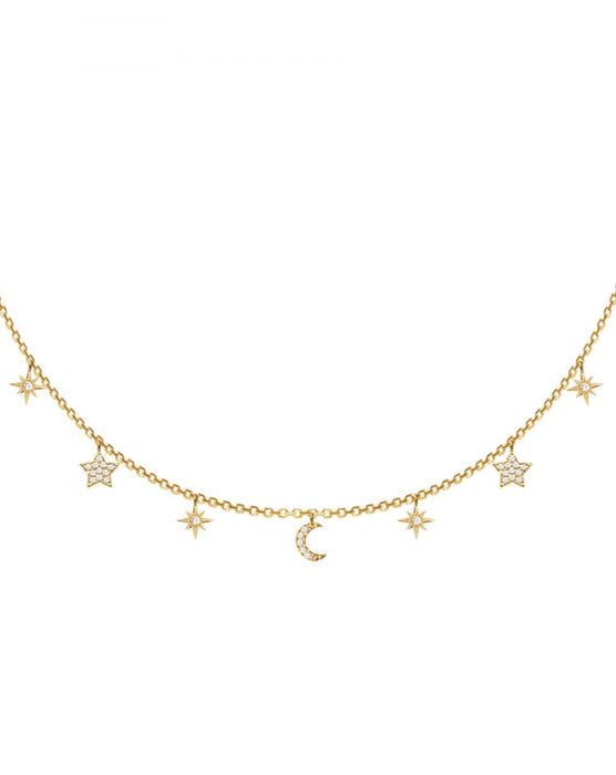 LA NUIT NECKLACE | 18K Gold Plated with White Topaz - Eddera