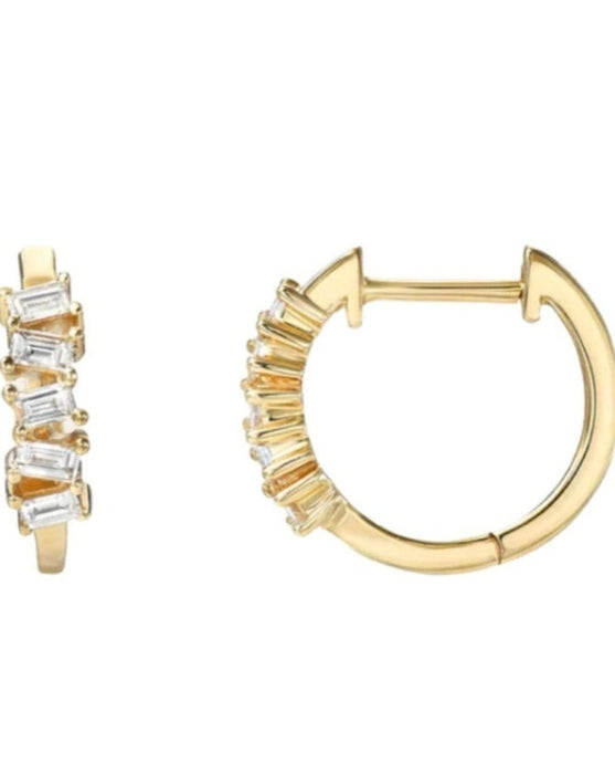 DIAMOND BAGUETTE MESSY HOOPS | 14k gold