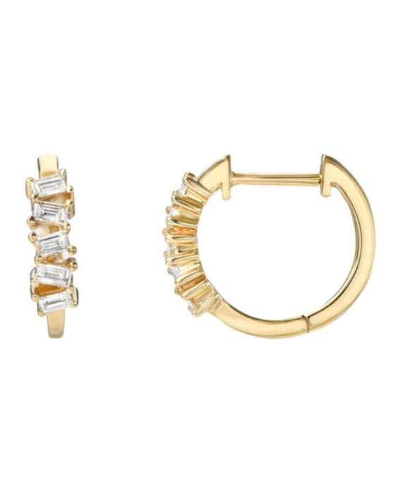 DIAMOND BAGUETTE MESSY HOOPS | 14k gold