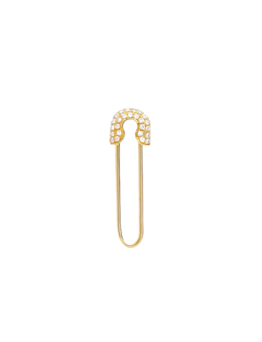 SAFETY PIN SOLO EARRING | 14k gold & diamonds