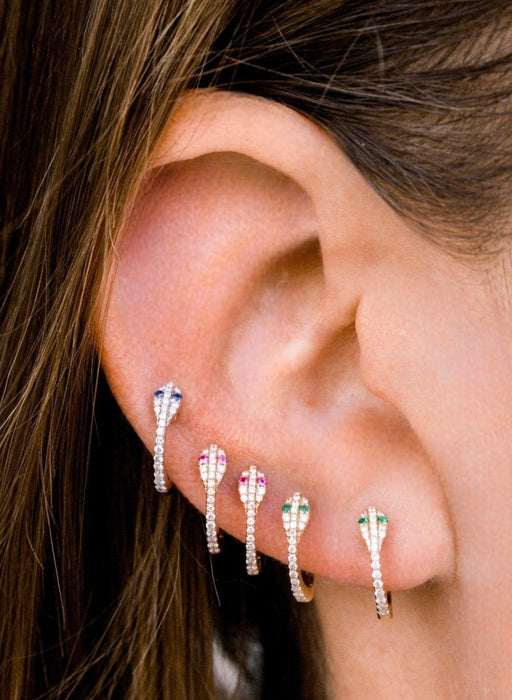 Snake Huggie Earrings 14k white