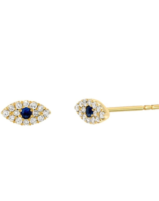 SAPPHIRE EVIL EYE STUDS | 14k gold & diamonds