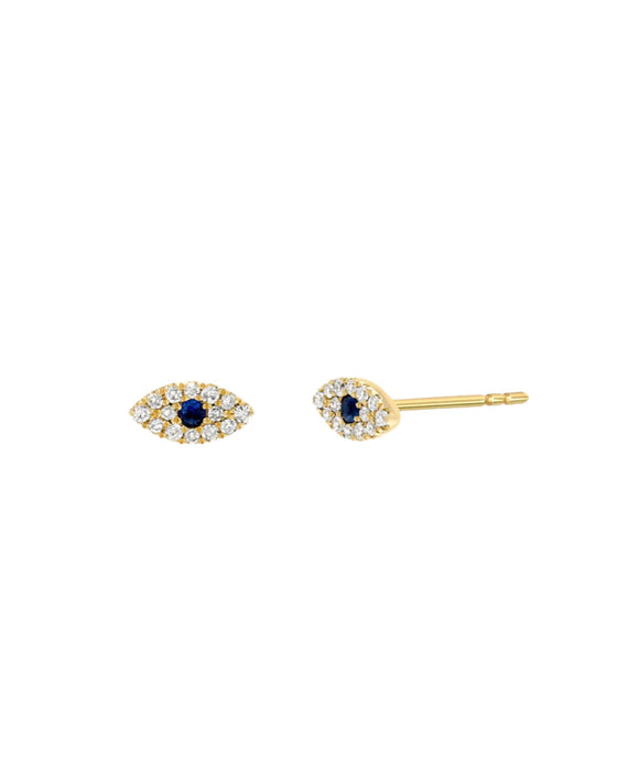 SAPPHIRE EVIL EYE STUDS | 14k gold & diamonds