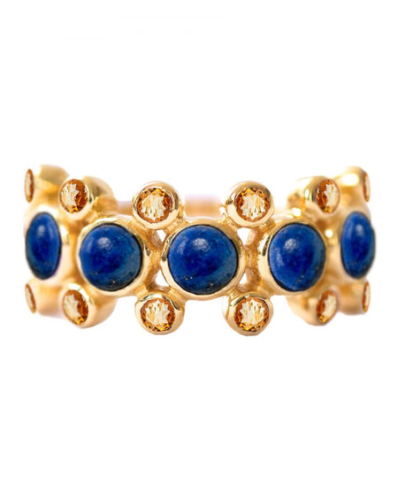 Rebecca Ring<br /><i><small>18K Gold Plated with Lapis Lazuli & Yellow Topaz</small></i><br /> - Eddera