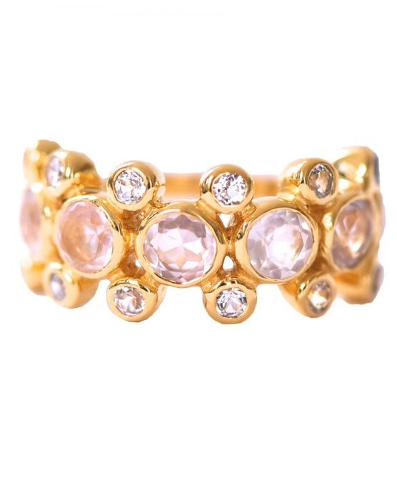 Rebecca Ring<br /><i><small>18K Gold Plated with Rose Quartz & White Topaz</small></i><br /> - Eddera