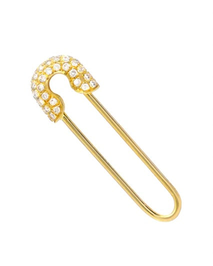 SAFETY PIN SOLO EARRING | 14k gold & diamonds