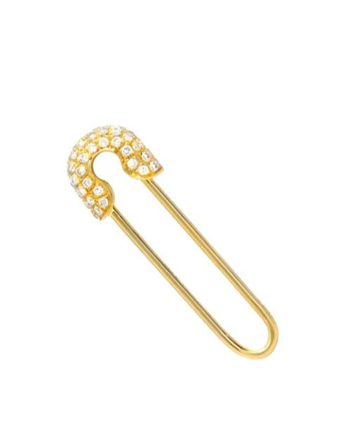 SAFETY PIN SOLO EARRING | 14k gold & diamonds