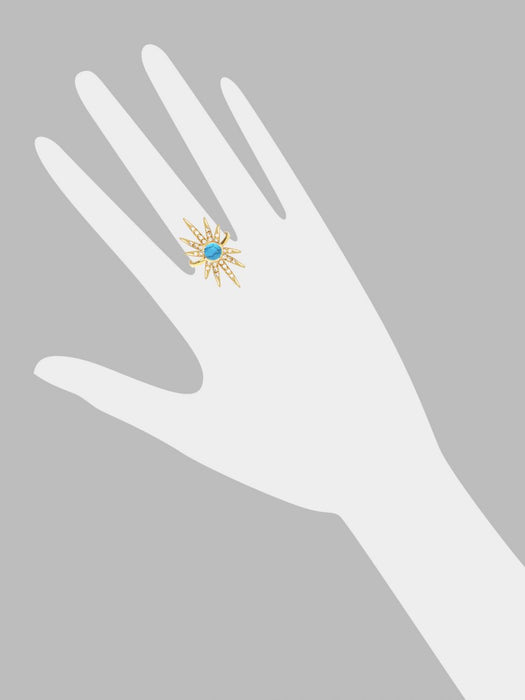 Sunburst Ring<br /><i><small>18K Gold Plated with Turquoise & White Topaz</small></i><br /> - Eddera