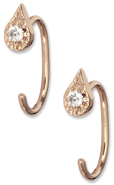 EMILY OPEN HOOPS | 14K Rose Gold with White Diamonds - Eddera