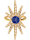 Sunburst Ring<br /><i><small>18K Gold Plated with Lapis Lazuli & White Topaz</small></i><br /> - Eddera