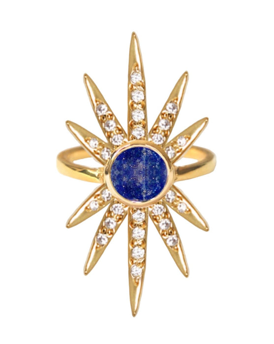 SUNBURST RING | Lapis Lazuli & White Topaz