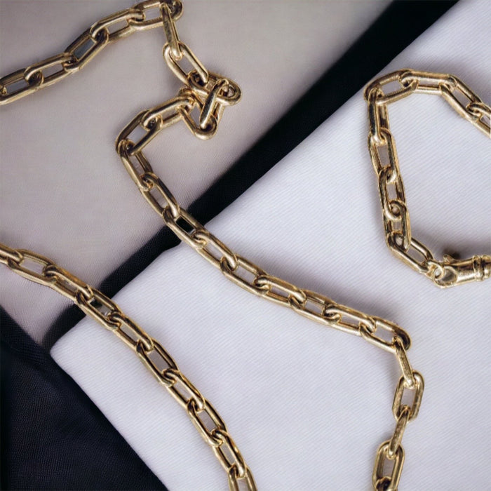 Large link 14k gold necklace