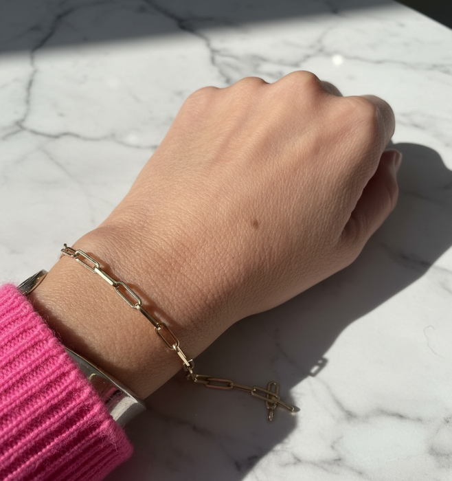 Large link 14k gold bracelet
