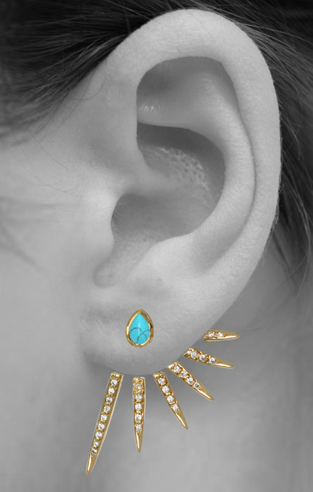 CATHERINE EAR JACKETS | Turquoise / Black Onyx