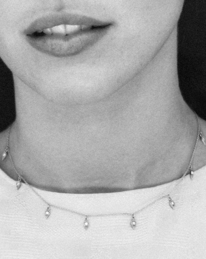 Emily Necklace 14K White Gold with White Diamonds– Eddera