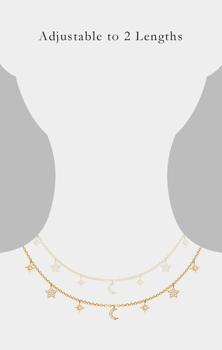 LA NUIT NECKLACE | 18K Gold Plated with White Topaz - Eddera