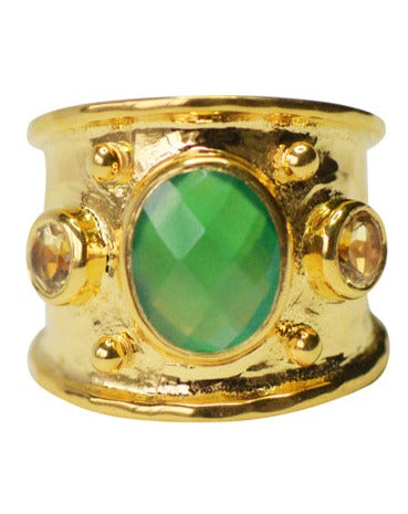 MARGOT RING | 18K Gold Plated with Green Onyx & Yellow Topaz - Eddera