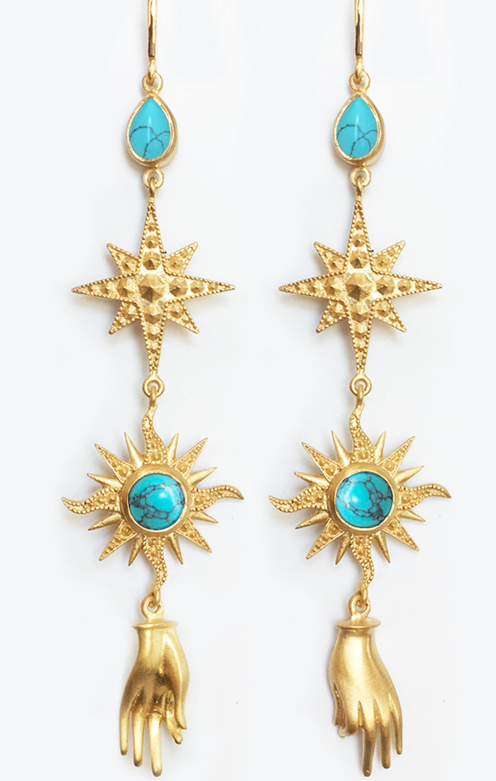 Orion Earrings 18K Gold Plated with Turquoise– Eddera