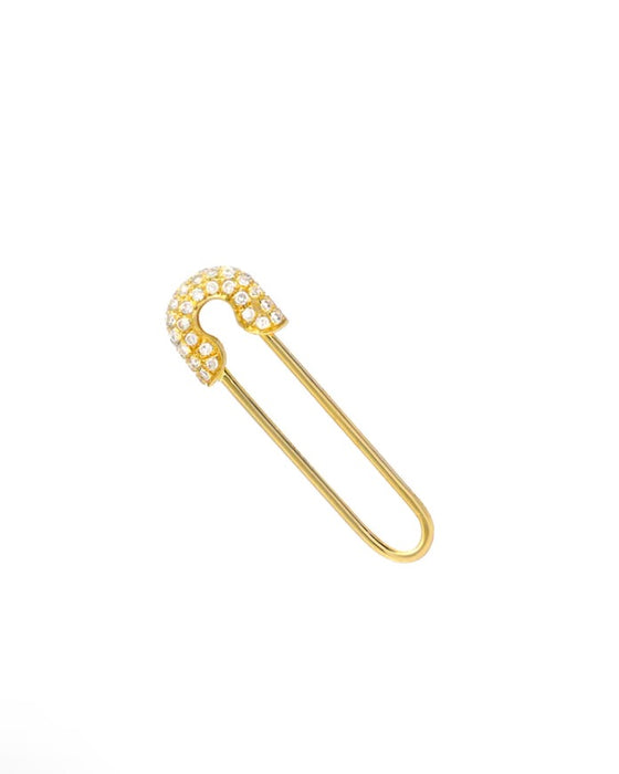 SAFETY PIN SOLO EARRING | 14k gold & diamonds