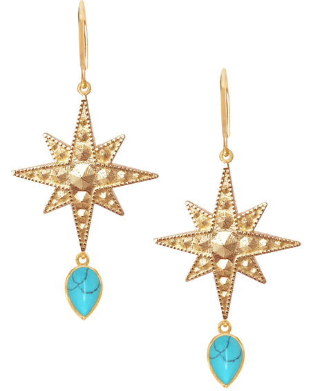 Sirius Earrings<br /><i><small>18K Gold Plated with Turquoise</small></i><br /> - Eddera