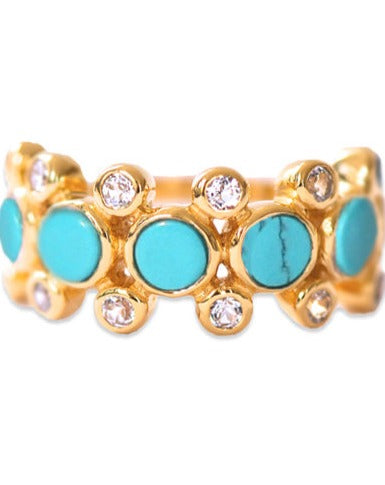 Rebecca Ring<br /><i><small>18K Gold Plated with Turquoise & White Topaz</small></i><br /> - Eddera